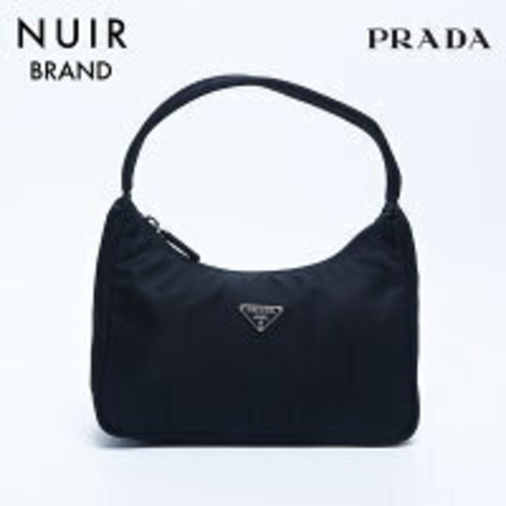 Prada Logo Hobo Handbag Black